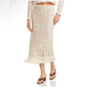 AQUA
Crochet Fringe Midi Skirt